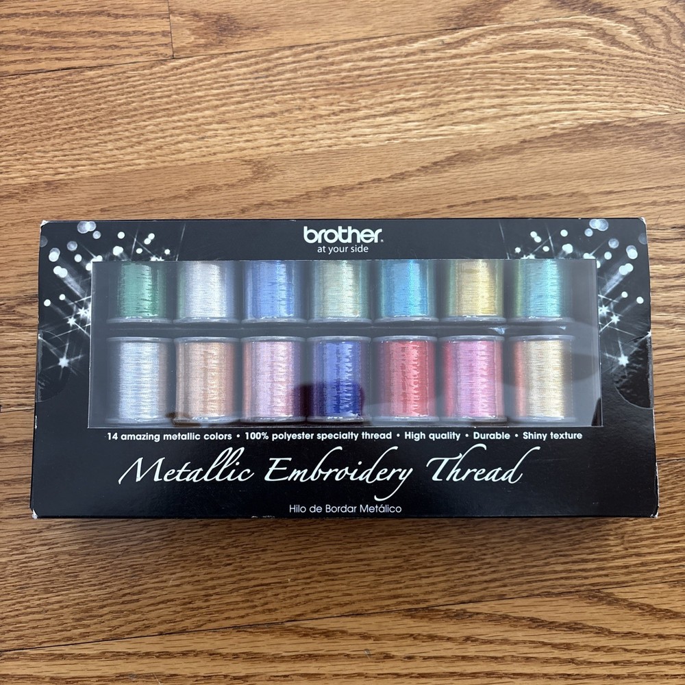 Brother 14 Spool Metallic Machine Embroidery Thread Set MTPK14