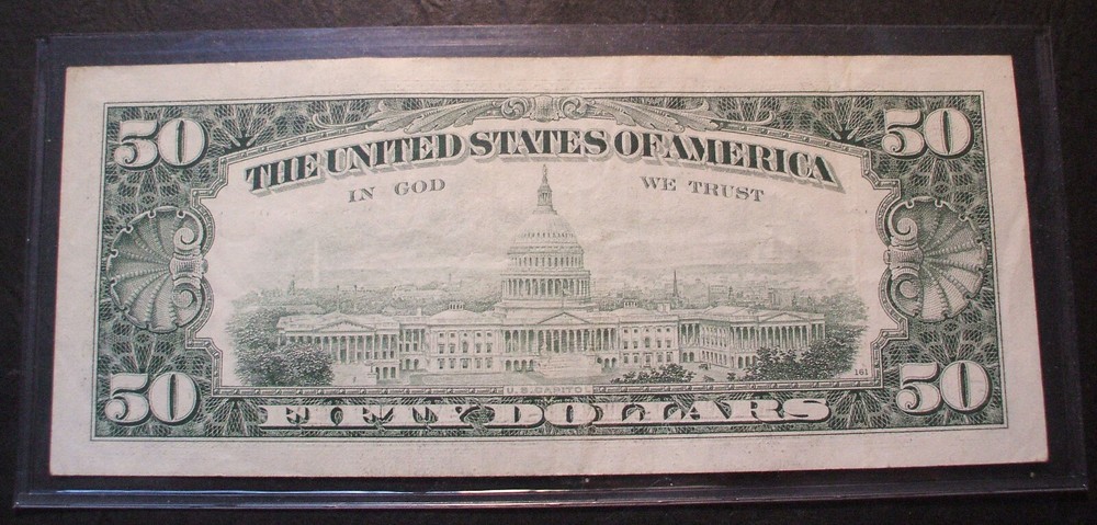 1990 - $50. ERROR - BLEED THROUGH - SAN FRANCISCO