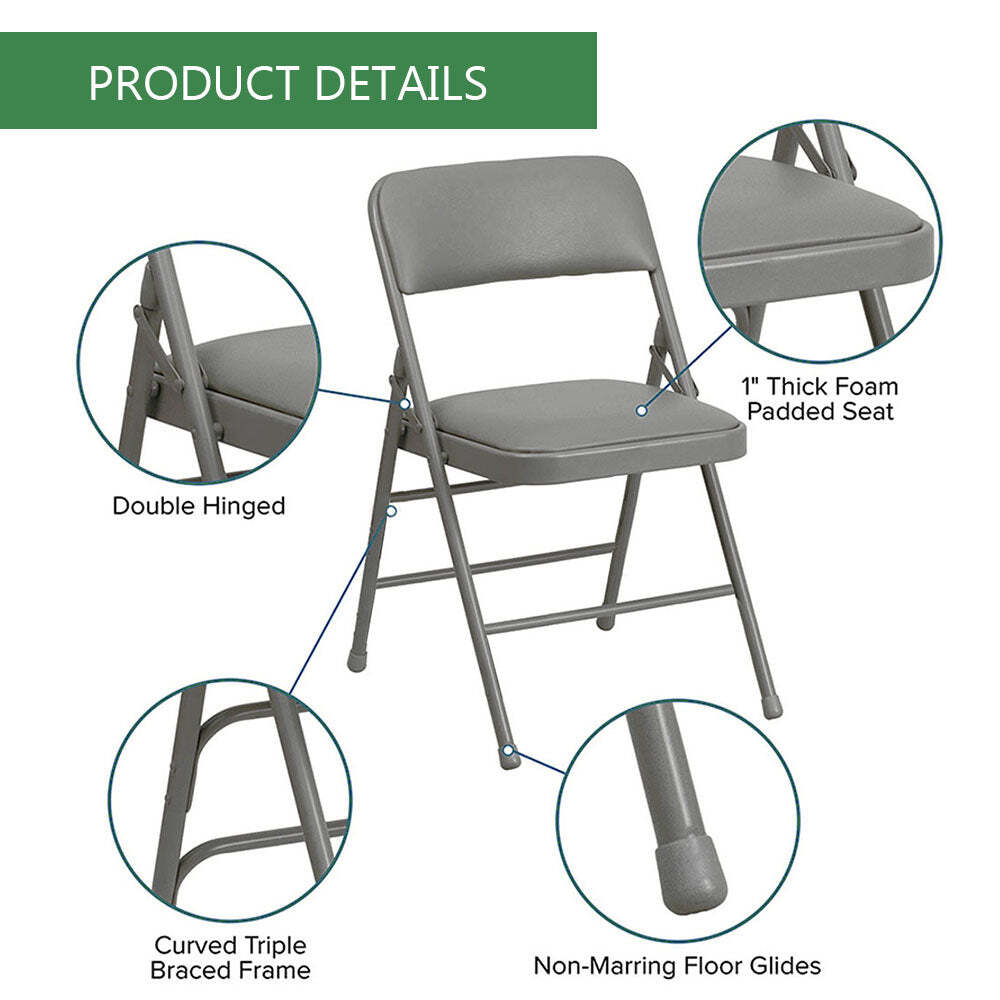 STEEL FRAME PADDED FOLDING CHAIR(2 Pack)
