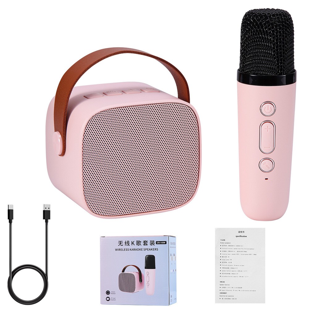 Mini Karaoke Machine W/ Wireless Handheld Microphone Bluetooth Speaker for Kids