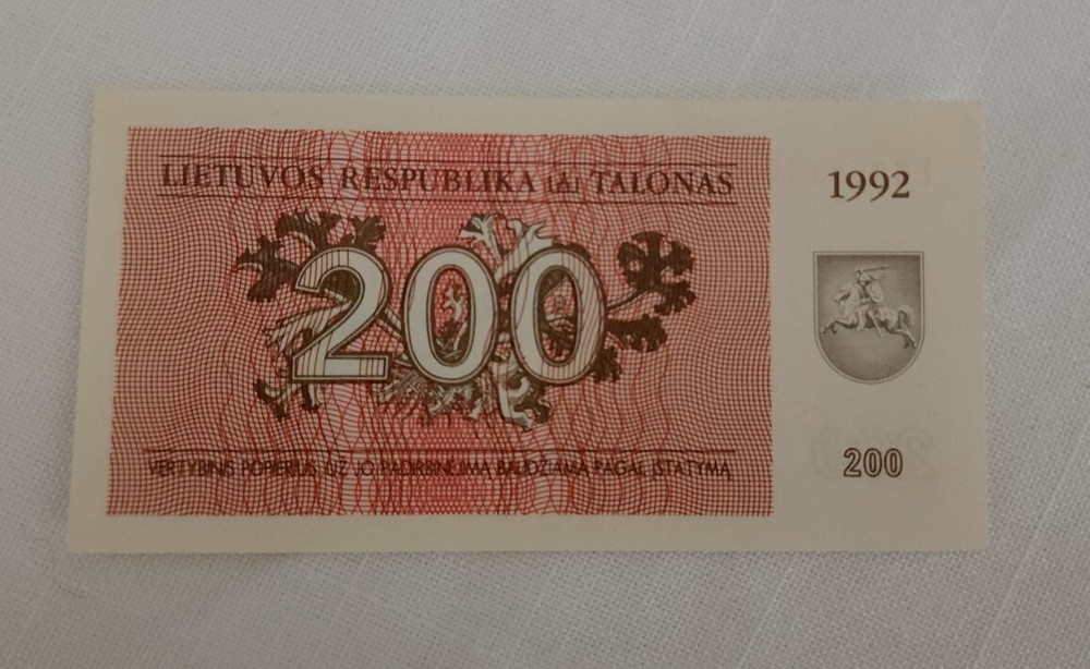LITHUANIA LIETUVA 200 TALONAS 1992 UNC