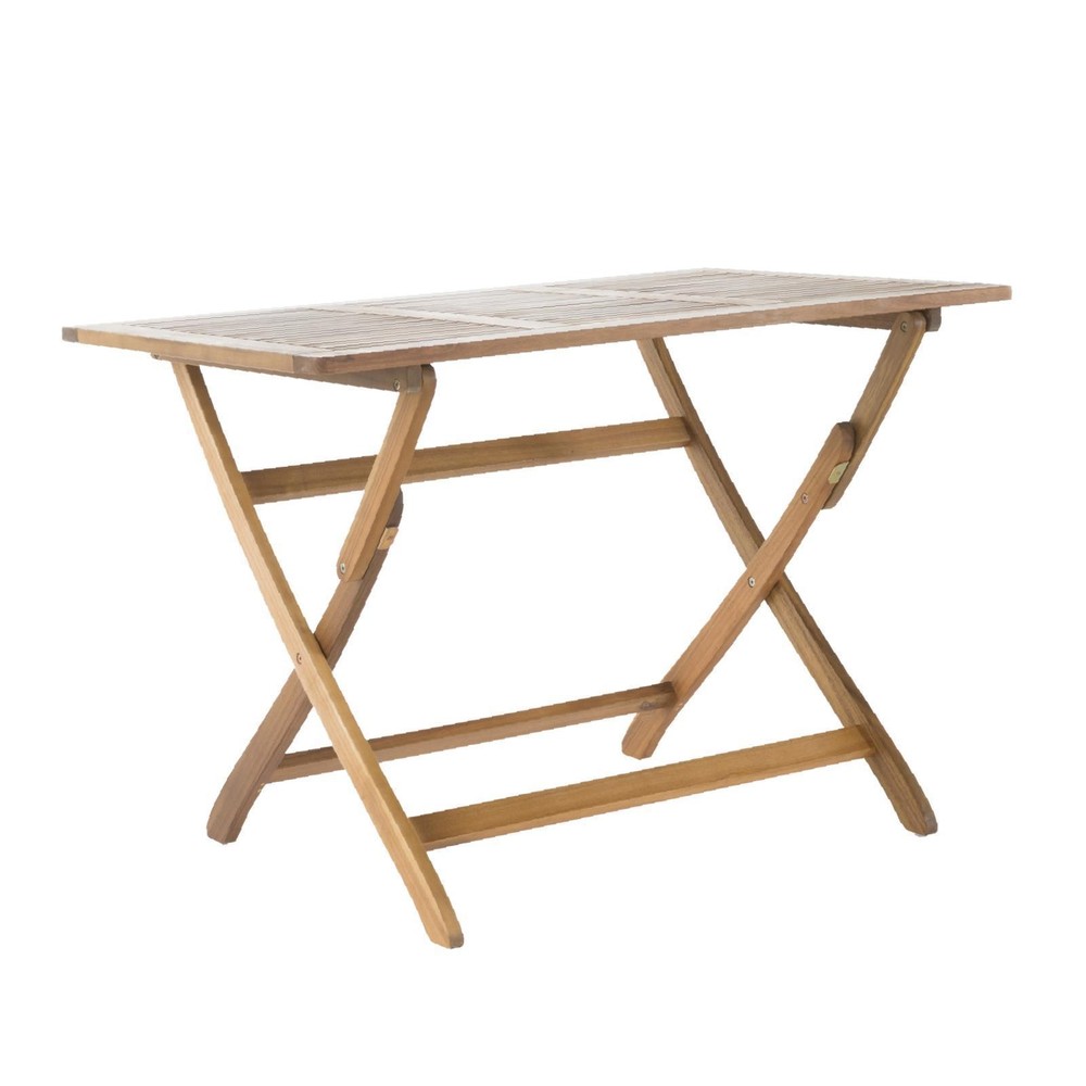 Compact Folding Table Natural Acacia Wood Portable Dining Table Space Saving