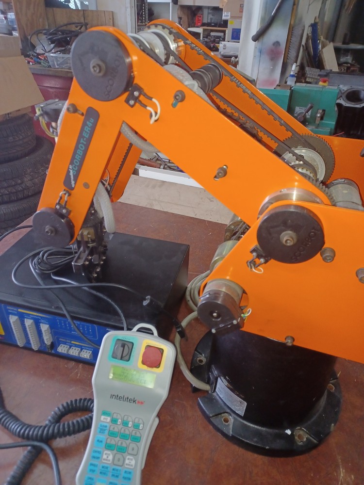 INTELITEK SCORBOT-ER4u Robotic Arm as Pictured, Software, Cables, Teach Pendant