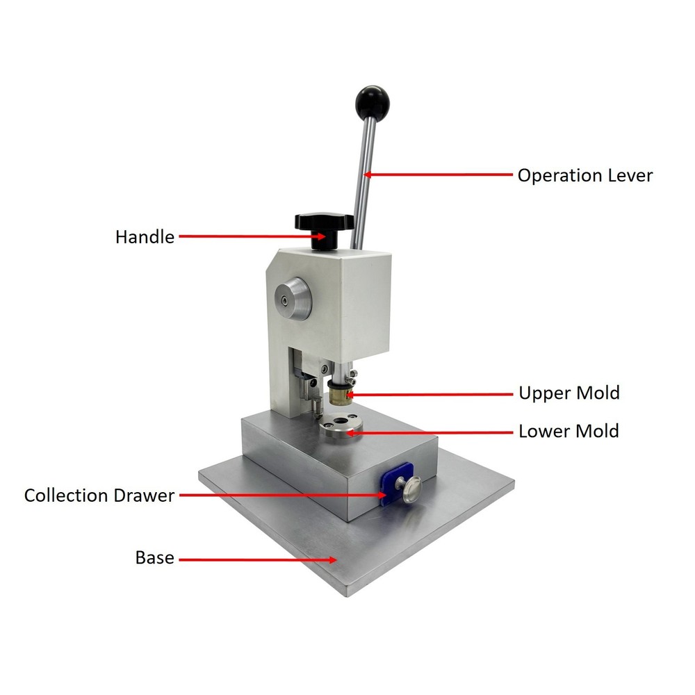 Manual Button Battery Positive ＆ Negative Electrode Pieces Punching Machine