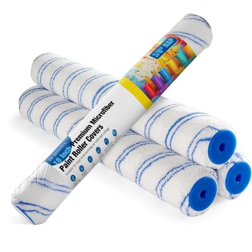 18 Inch Microfiber Paint Roller Covers (4 18 Inch Paint Roller Kit, 4 Pack