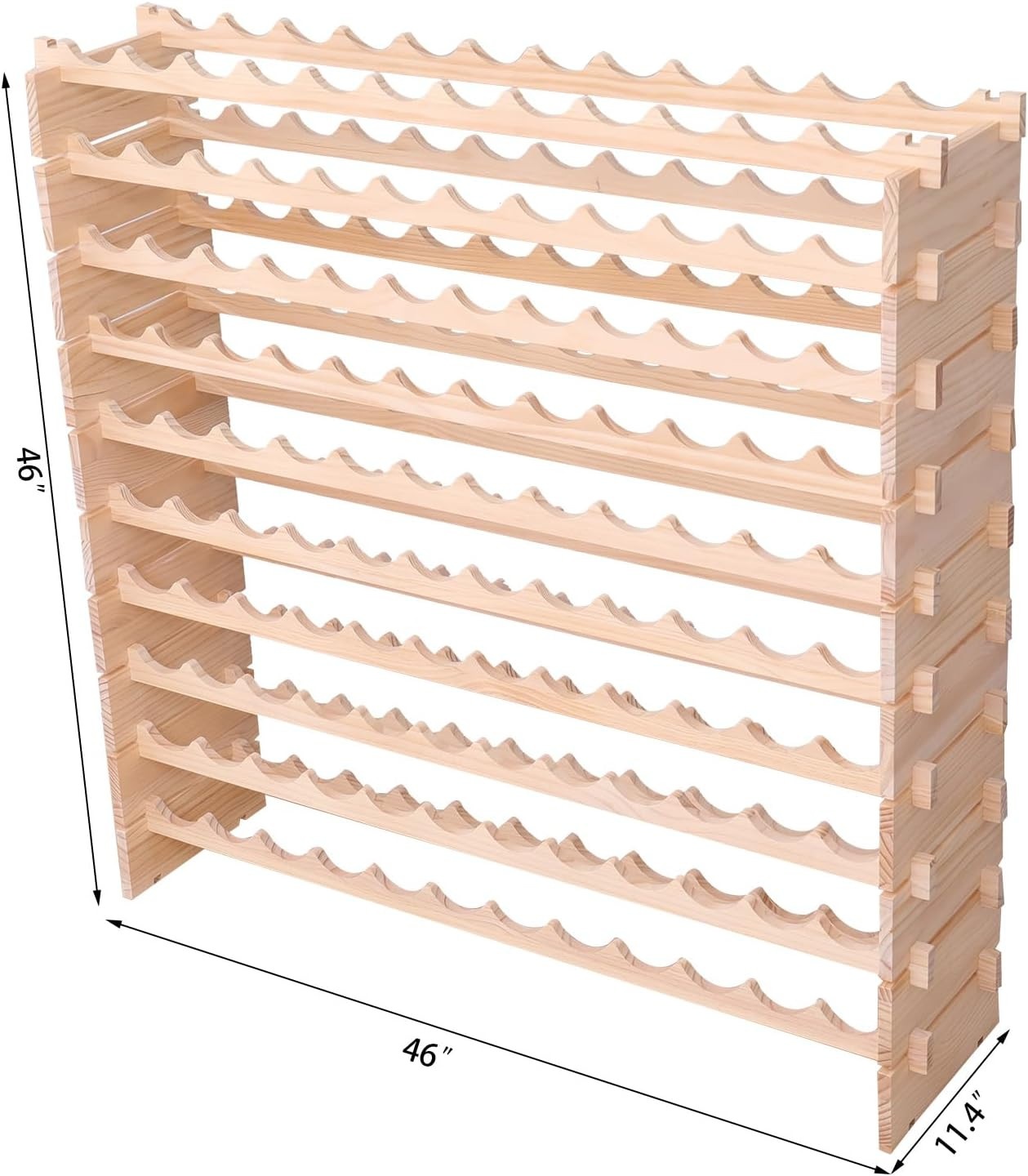Wood Stackable Storage Modular Wine Rack Cabinet 120 Bottle Freestanding Floor W