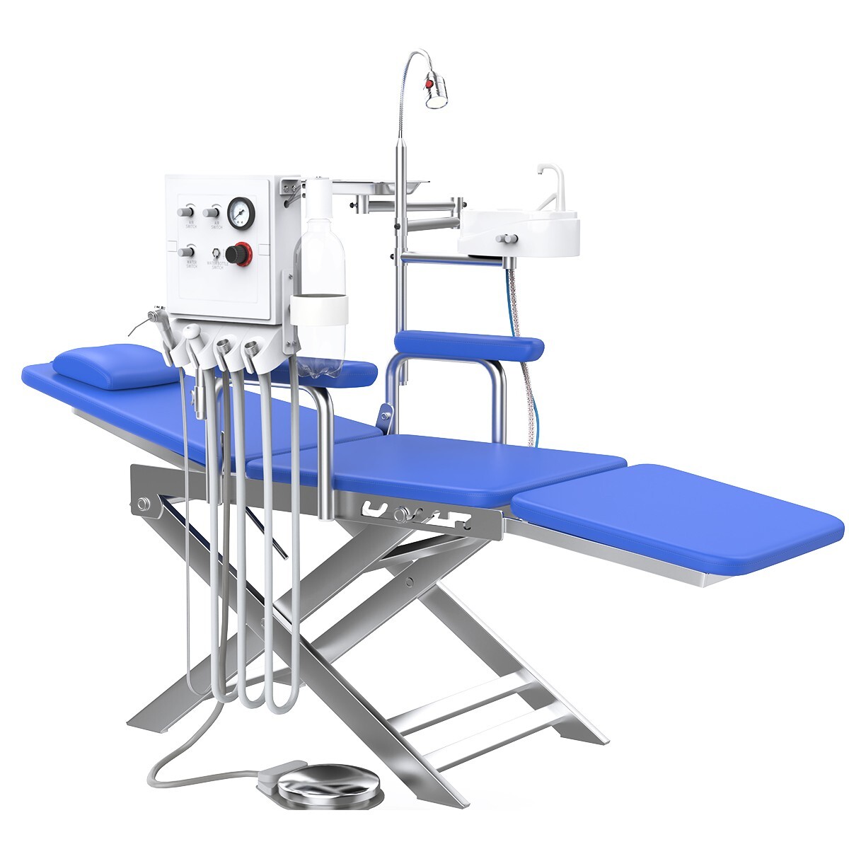 Dental Mobile Portable Chair LED Light Folding Chair +Air Turbine Unit Steel