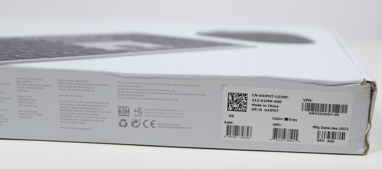 OPEN BOX- Dell Multi-Device Wireless Keyboard & Mouse KM7321W 4JPHT Bluetooth