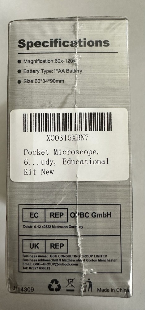 Bebang Pocket Microscope 60X–120X Mini Microscope w/ Slides – NIB