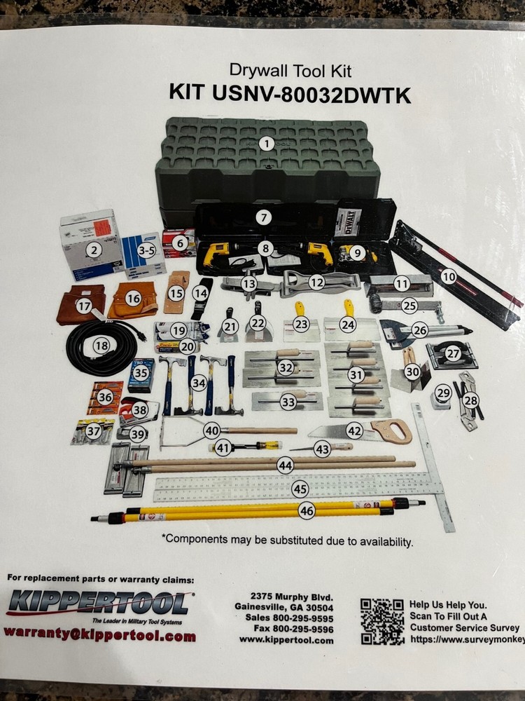 DRYWALL TOOL KIT USNV-80032DWTK COMPLETE NEW INCLUDES STEEL STUD SHEAR