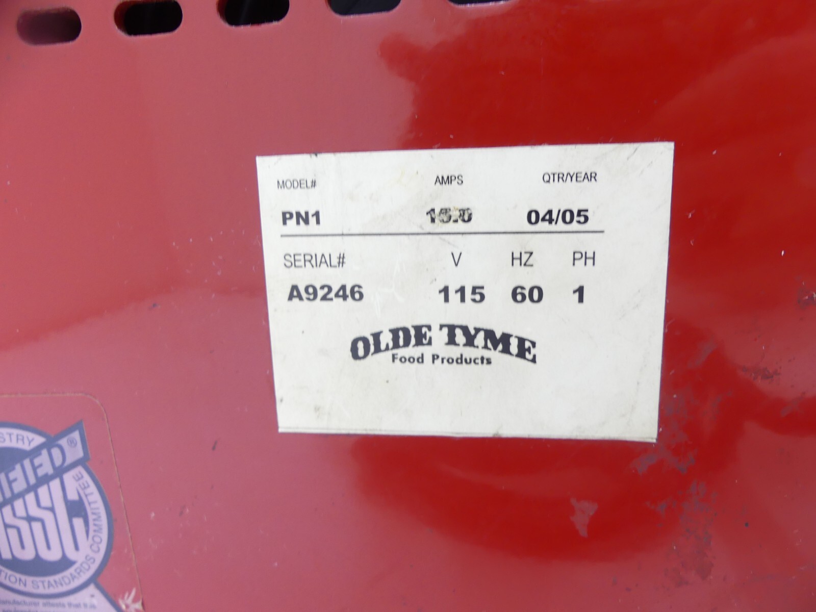 (NO HOPPER) Olde Tyme Nut Grinder A9246 115V 60HZ