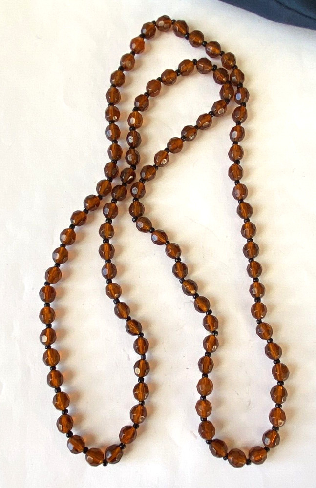 3 FLAPPER LENGTH ACRYLIC BEAD NECKLACES AMBER BLUE MULTI