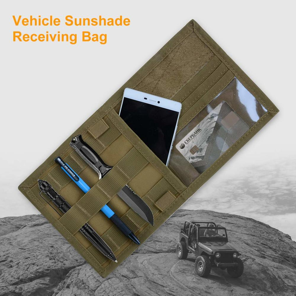 Car Vehicle Visor Panel Molle Pouch EDC Sun Visor Organizer Storage Utility Bag