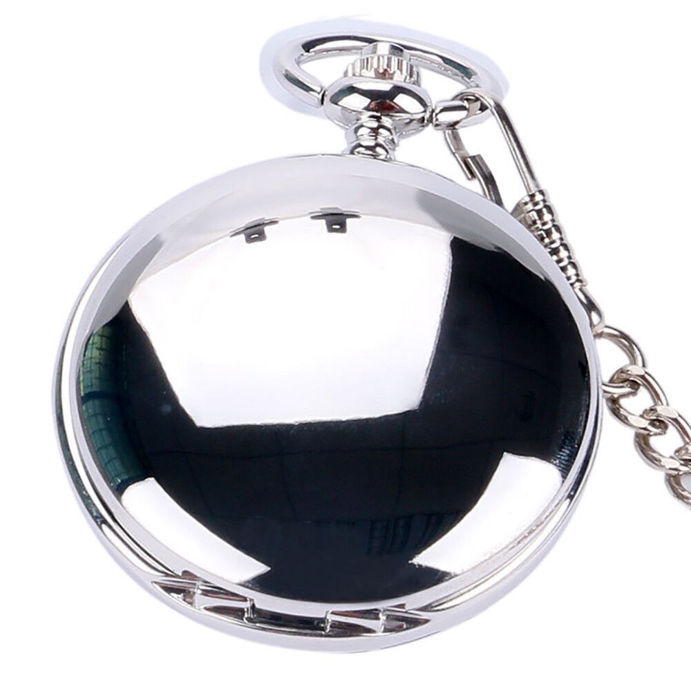 Silver Smooth Mechanical Double Full Hunter Skeleton Pocket Watch Mens Gift