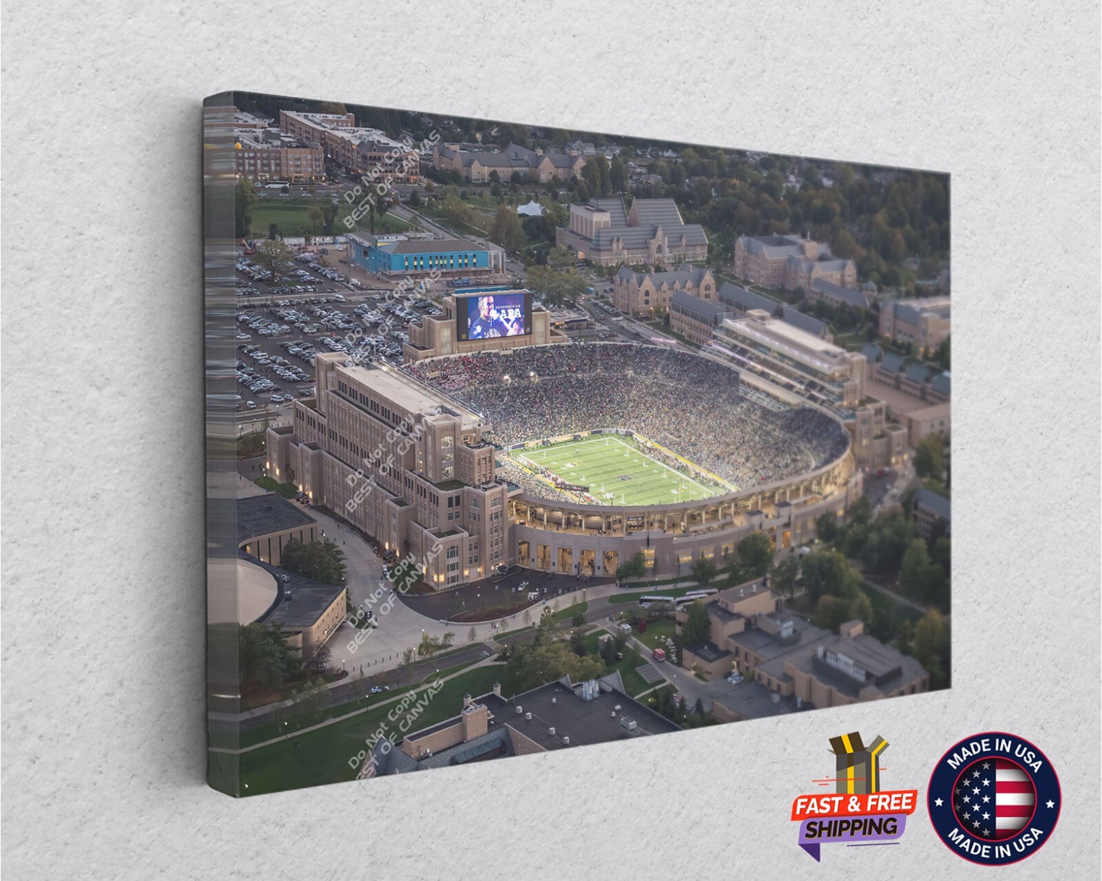 Notre Dame Football Stadium Aerial View Canvas Decor Art Print Room Painting
