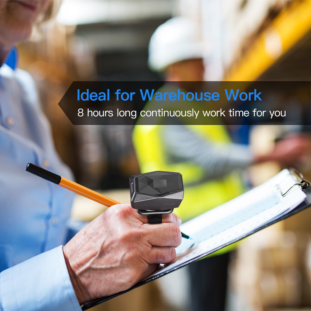 Eyoyo 1D 2D QR Code Finger Ring Scanner Wireless Wearable Barcode Scanner for PC