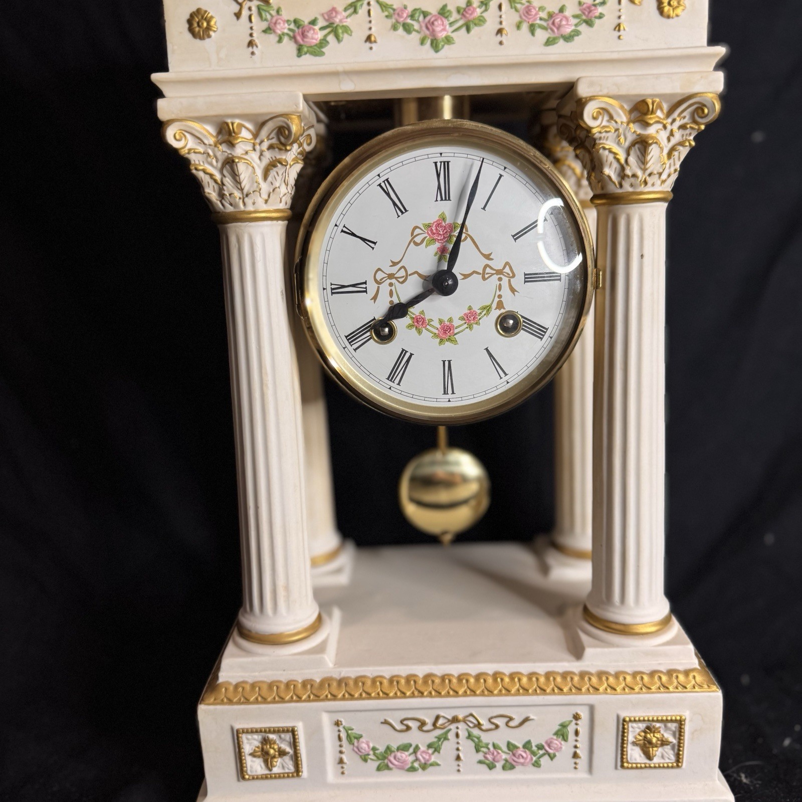 Franklin Mint & Hermle Empress Josephine bisque-porcelain clock
