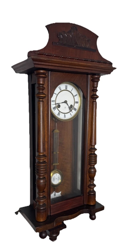 Antique Junghans Vienna Regulator Wall Clock wit Key And Pendulum Fully Serviced
