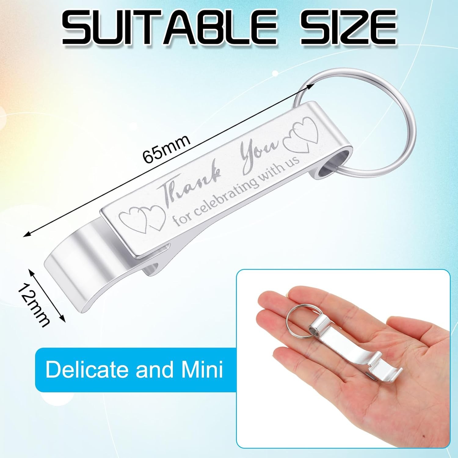 100 Pcs Bottle Opener Keychain Bulk Thank You Wedding Favors for Guests