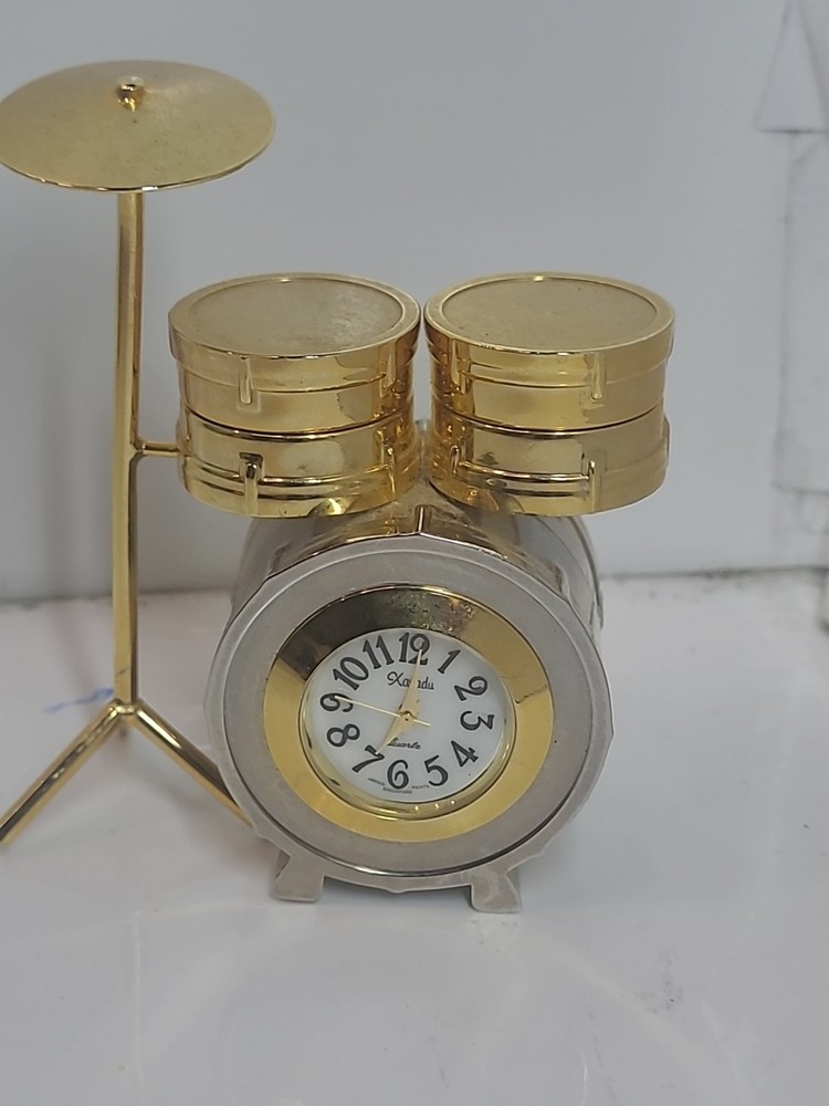 Drumset Clock - Silver & Goldtone - Platinum Brand