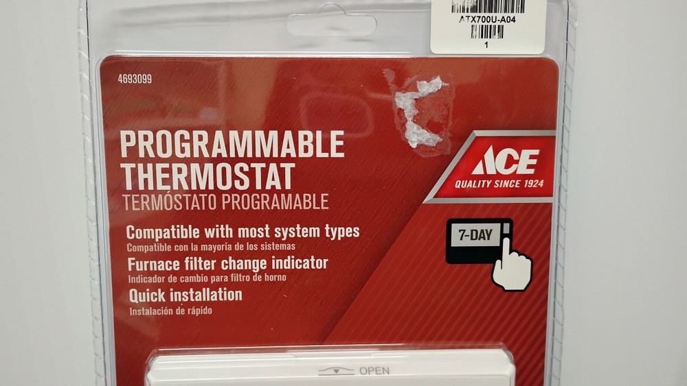 Ace Heating & Cooling Touch Screen Programmable Thermostat 4693099 Sealed.(03)