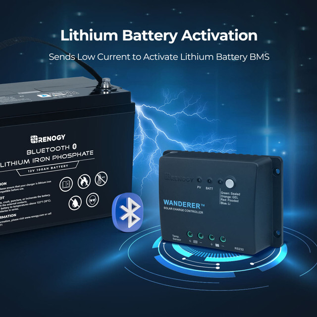 Renogy Wanderer Li 30A 12V PWM Negative Ground Solar Charge Controller Lithium
