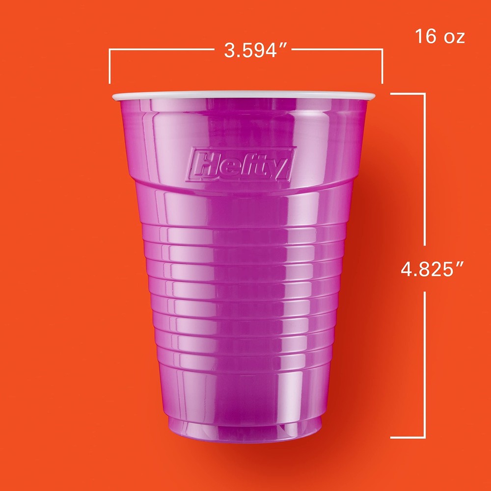 Hefty Party On Disposable Plastic Cups, Assorted, 100 count, Assorted Colors