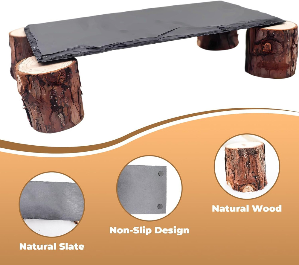 Bearded Dragon Basking Platform & Reptile Hide Slate Rocks Tank Accessory