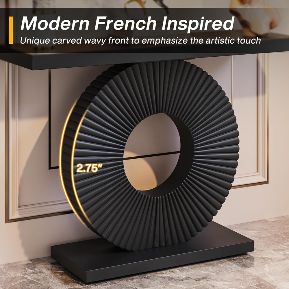 Modern Console Table W/ Geometric Base 40 inch Wood Entryway Table Sofa Table