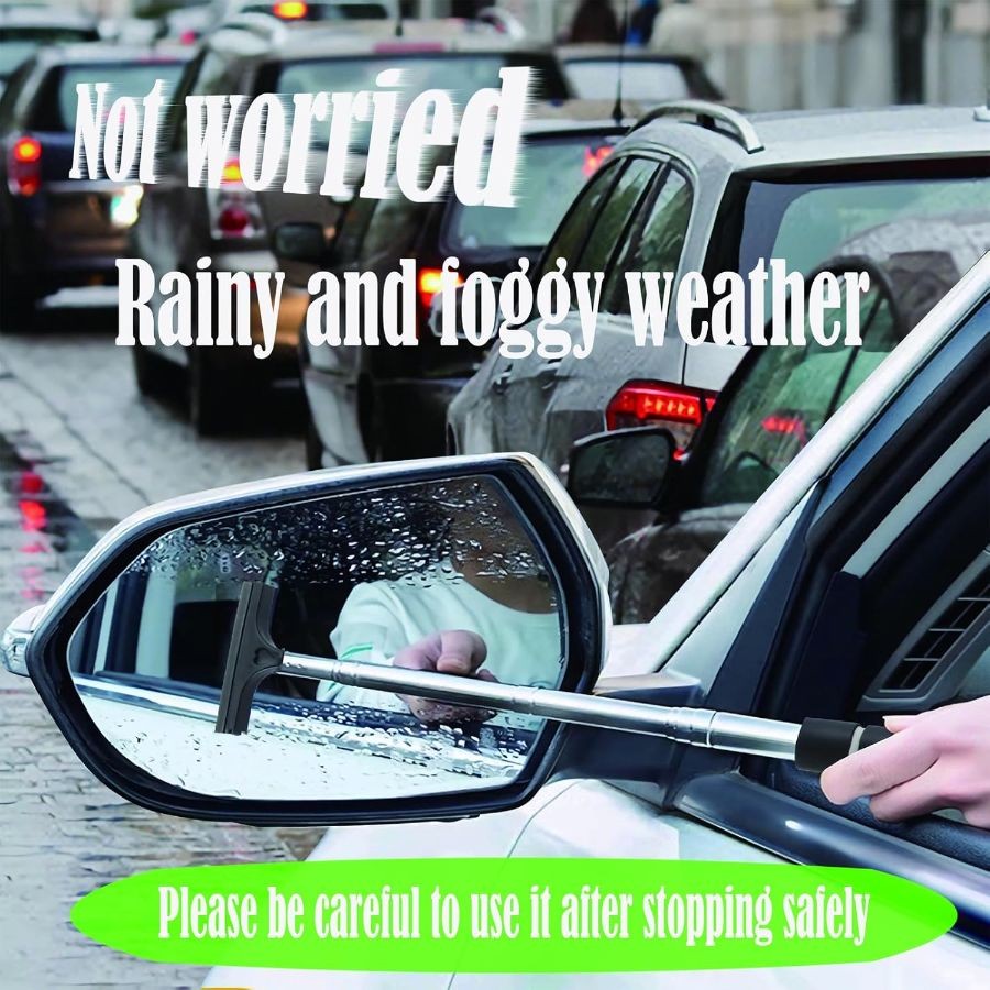 Retractable Car Side Mirror Squeegee - 3 Pack Portable Telescopic Rearview Wiper
