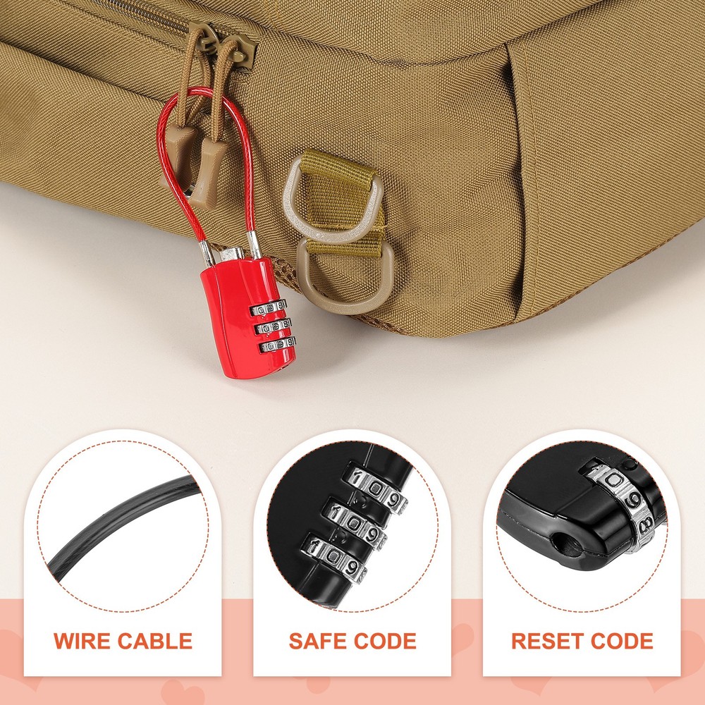 2 Pcs 3 Digit Luggage Cable Combination Lock with 5" Long Cable, Black