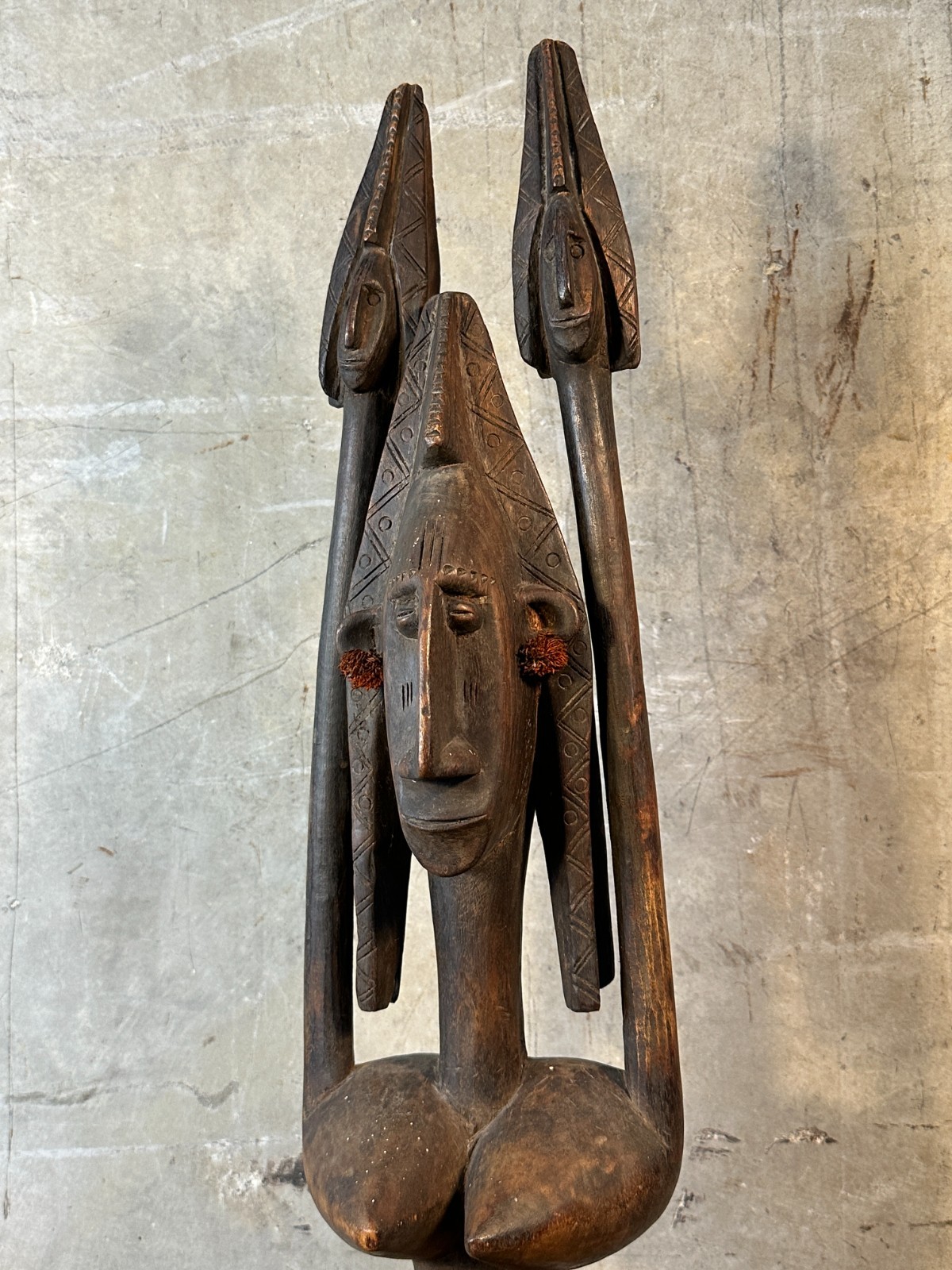 AFRICAN SCULPTURE - Large Bamana Rhythm Pounder Female Janus 19th C 38"