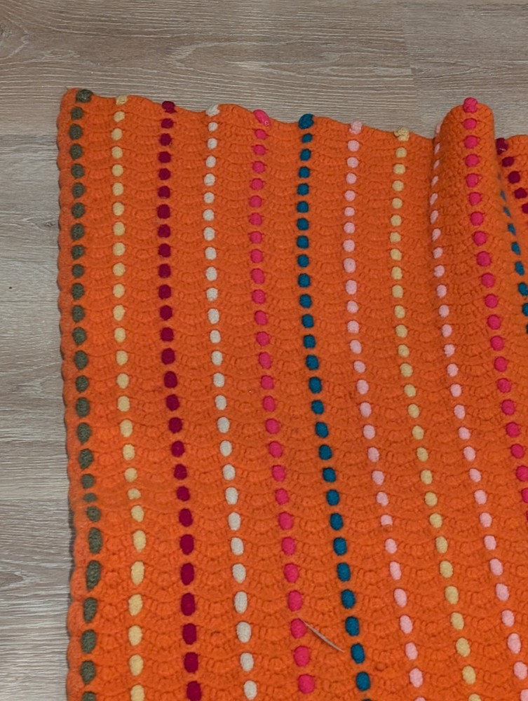 Orange Stripes Crocheted Throw Blanket 48" x 36"