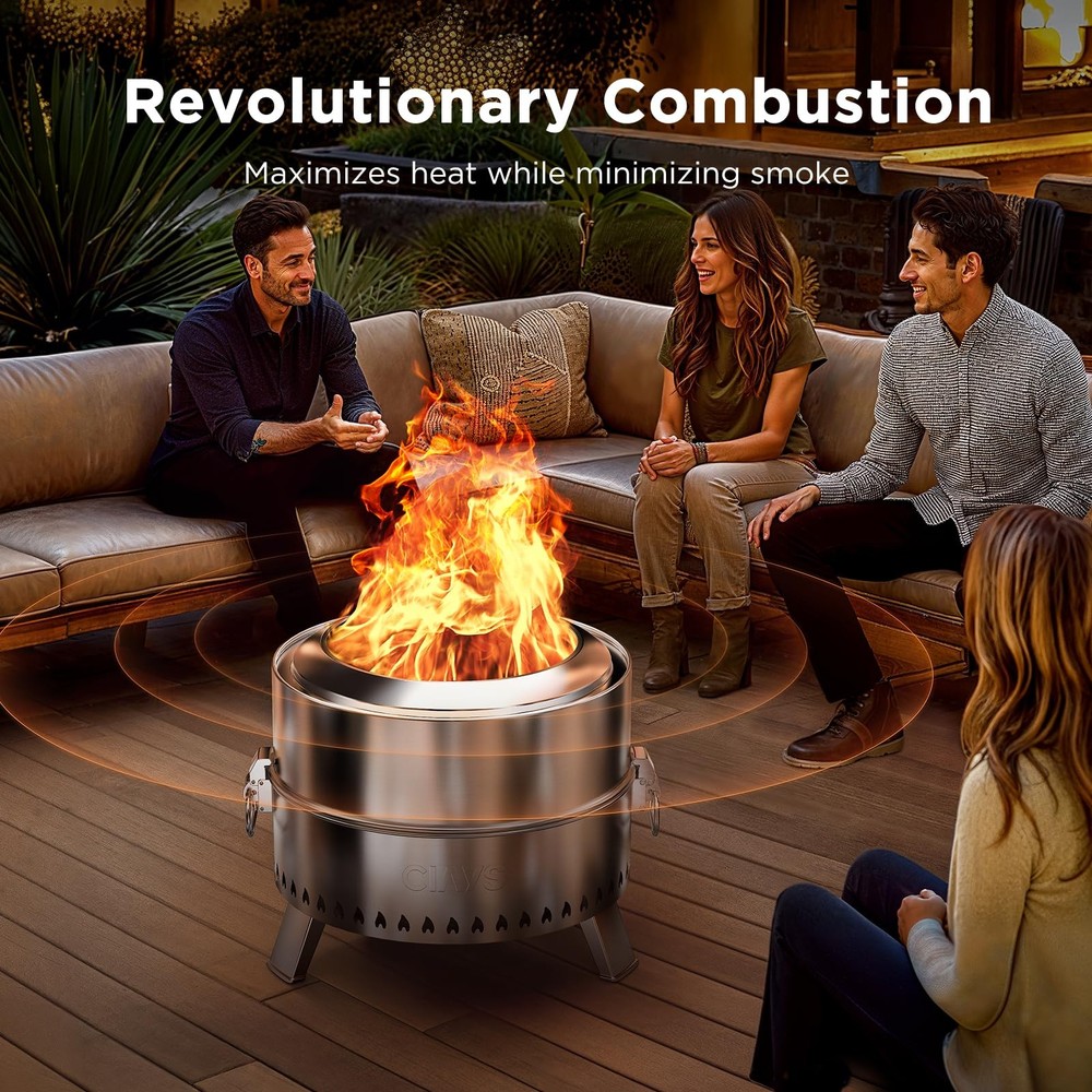 Smokeless Firepit, 21 Inch Fire Pit for Outside with Patented Technology, Lar...