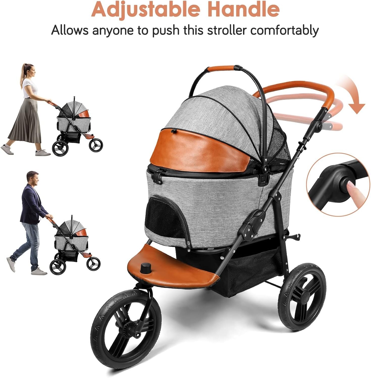 Pet Stroller with Detachable Carrier - Ideal for Small to Medium Dogs & Cats ...