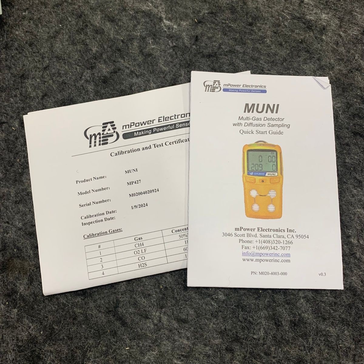 MPOWER ELECTRONICS MP427 Muni Multi Gas Detector with Diffusion Sampling