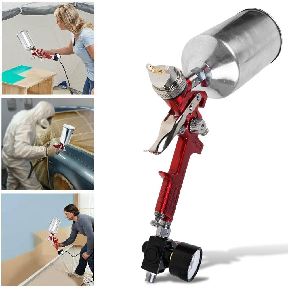 1.4/1.7/2.5mm Nozzle HVLP Air Feed Spray Gun Kit Car Paint Primer Clearcoat USA