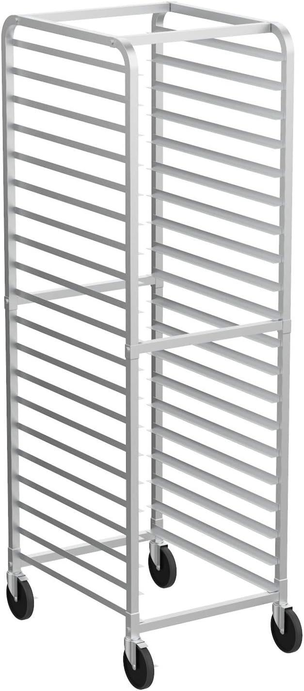 20-Tier Bakery Rack Stainless Steel Sheet Pan Rack with Brake Wheels for Kitchen