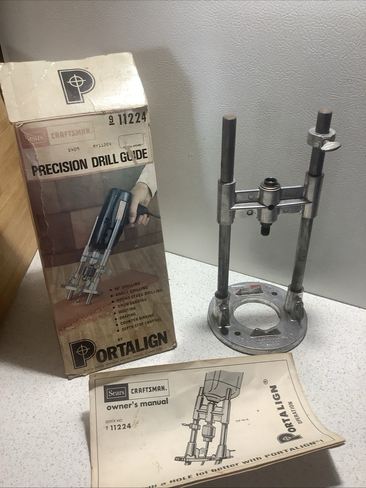Vintage PORTALIGN Precision Drill Guide w/Booklet & Original Box EUC