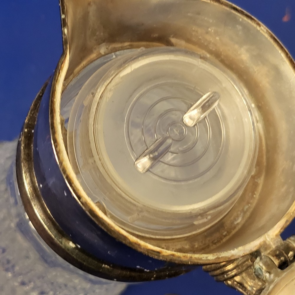 Vintage Crystal Diamond Cut Pattern Pitcher/Decanter Silverplate Hinged Lid