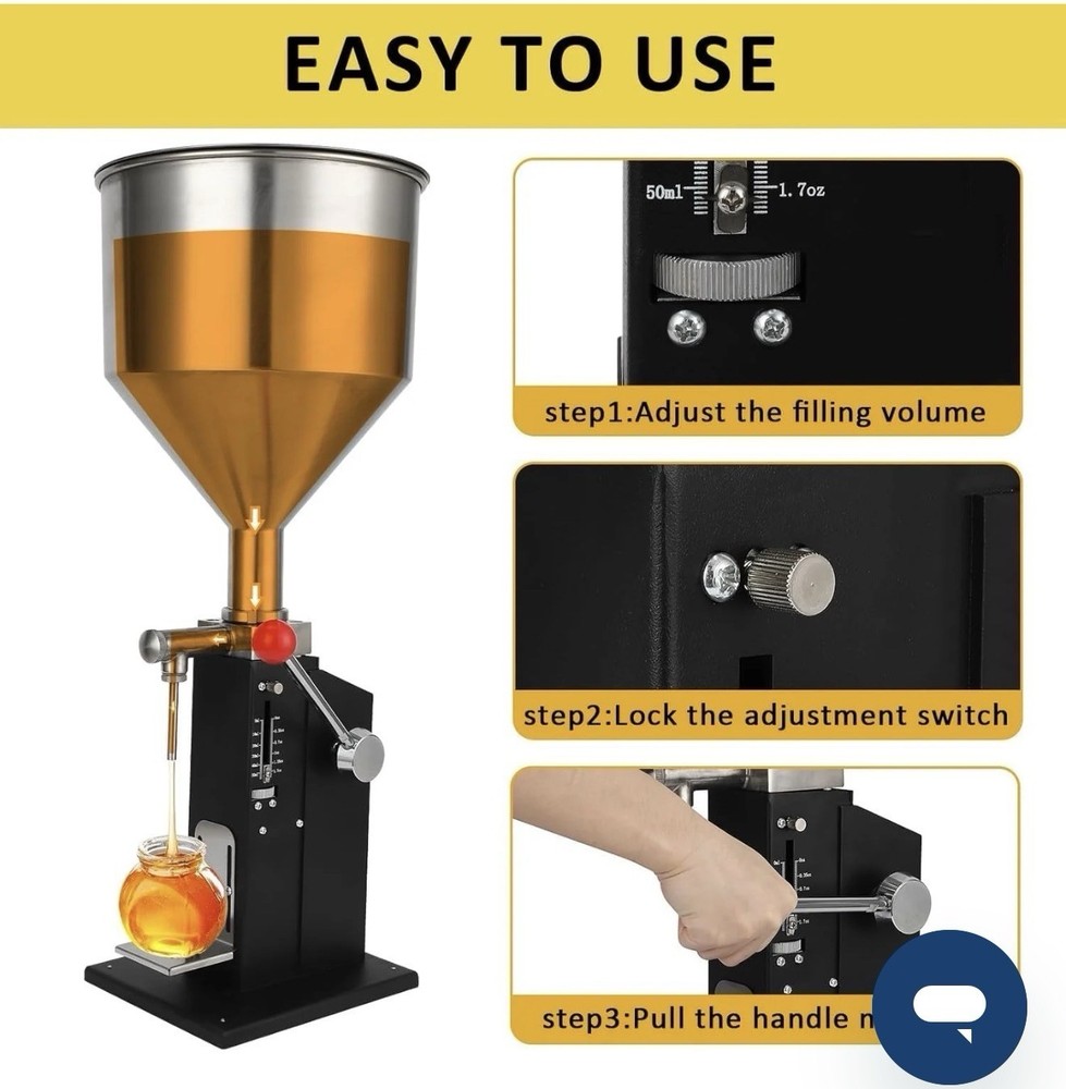 Garvee Manual Paste Liquid Filling Machine - Adjustable 5-50ml, 10L Capacity