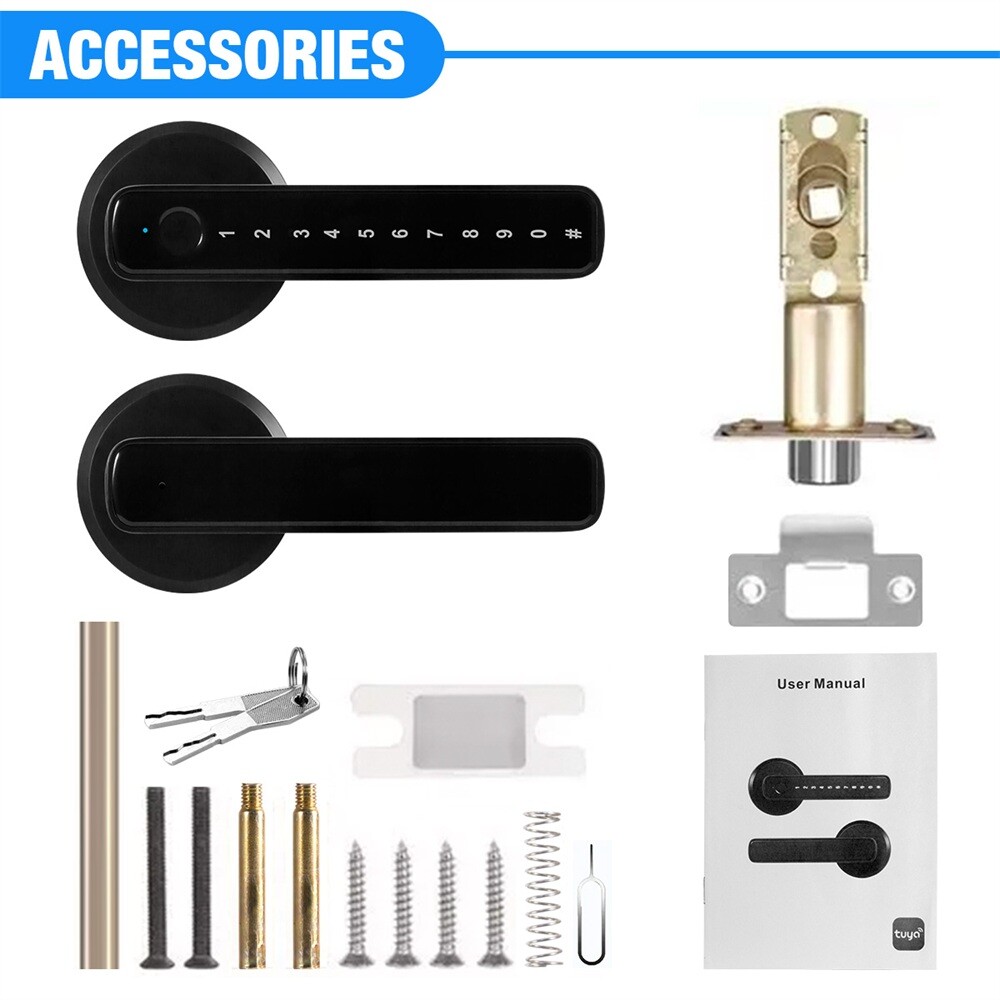 Smart Door Lock with Handle, Fingerprint Keyless Entry Electronic Digital Keypad