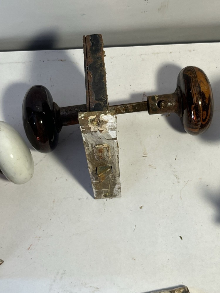 3 Antique Door Lock With Multicolored Knobs Working No key