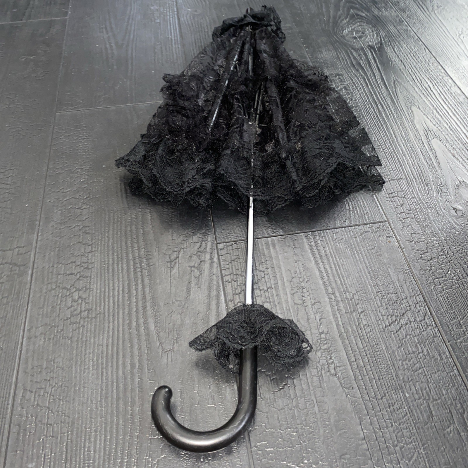 Goth Gothic Cosplay Wedding Bride Bridal Umbrella Parasol Black Lace