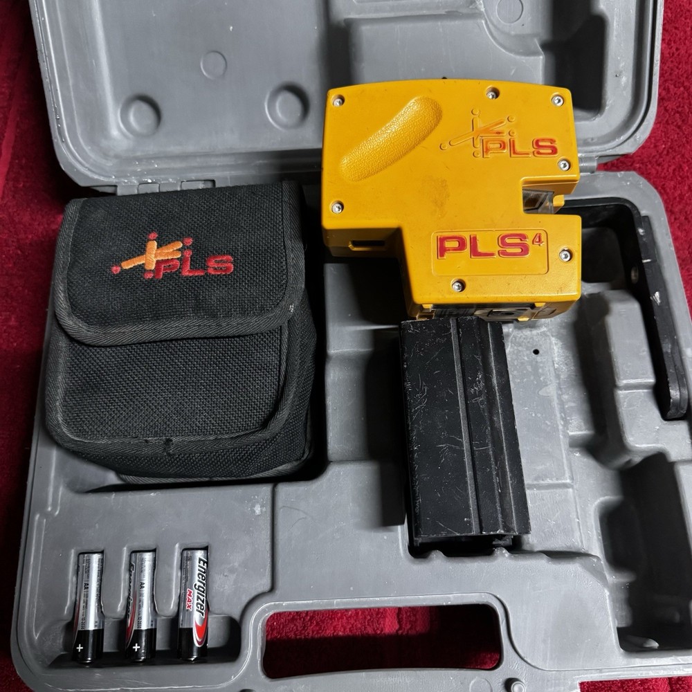PLS 4 Pacific Laser Systems Laser Level Red Point & Line Tool Tested Working Use