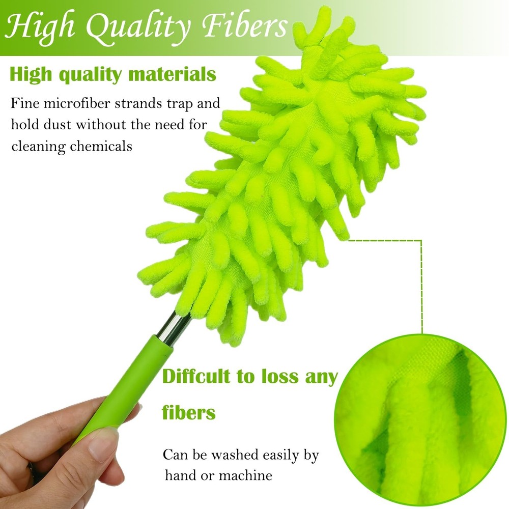 M-Jump 3 Pack Retractable Long-Reach Washable Duster for Cleaning, Microfiber...