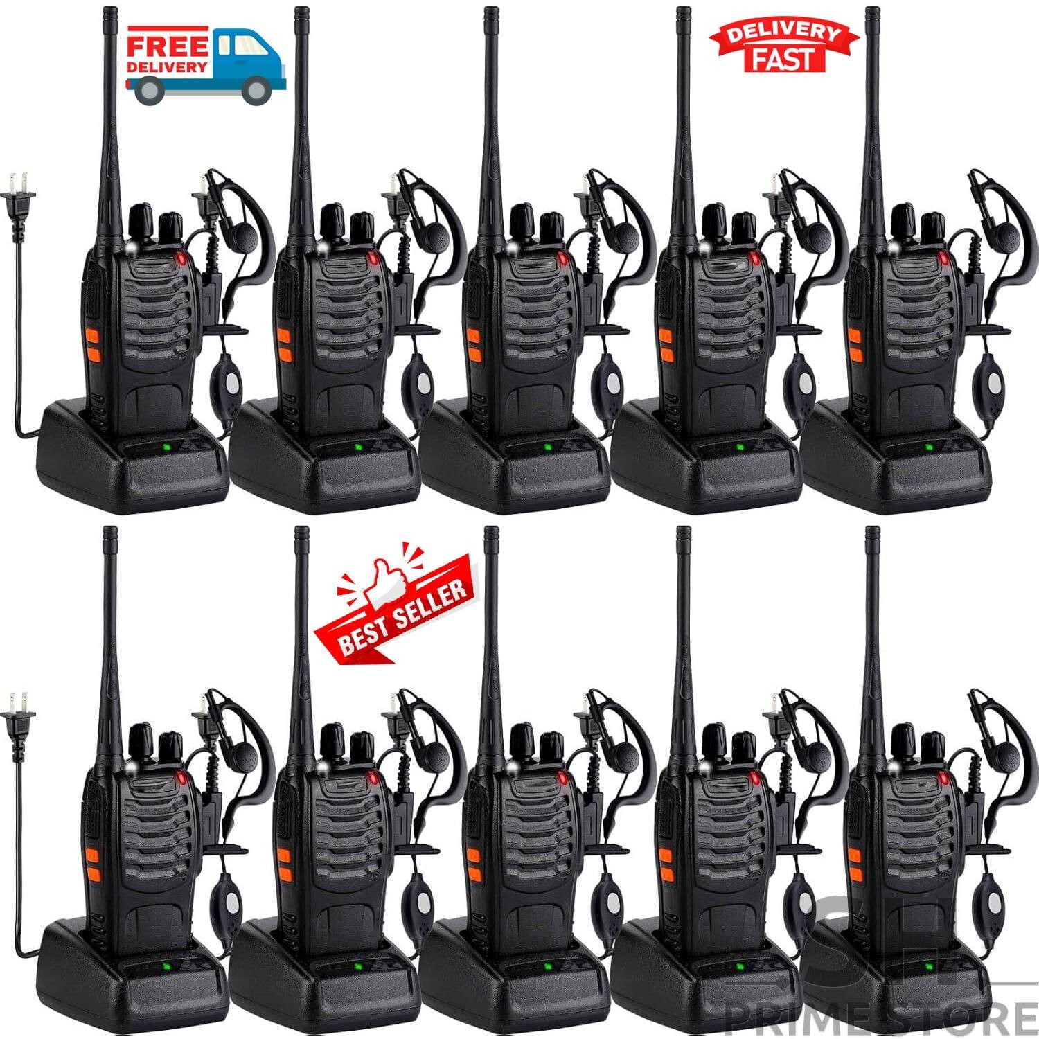 Walkie Talkie Long Range 50 Mile Two Way Radio Charge Waterproof 6 / 10 Pack Set