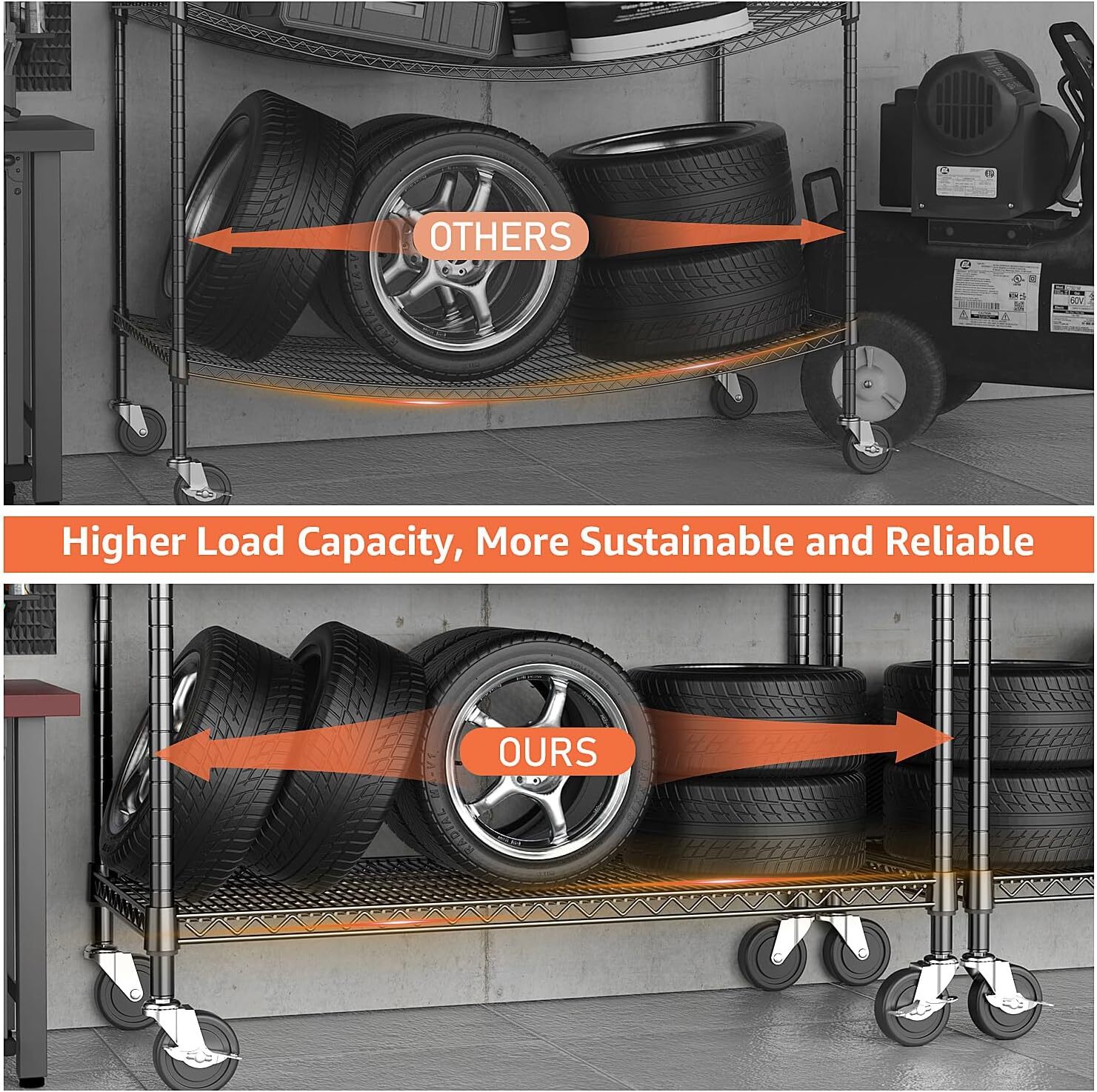 Heavy Duty 4-Tier Industrial Metal Shelves Garage Shelving Rack 53W*23D*74H