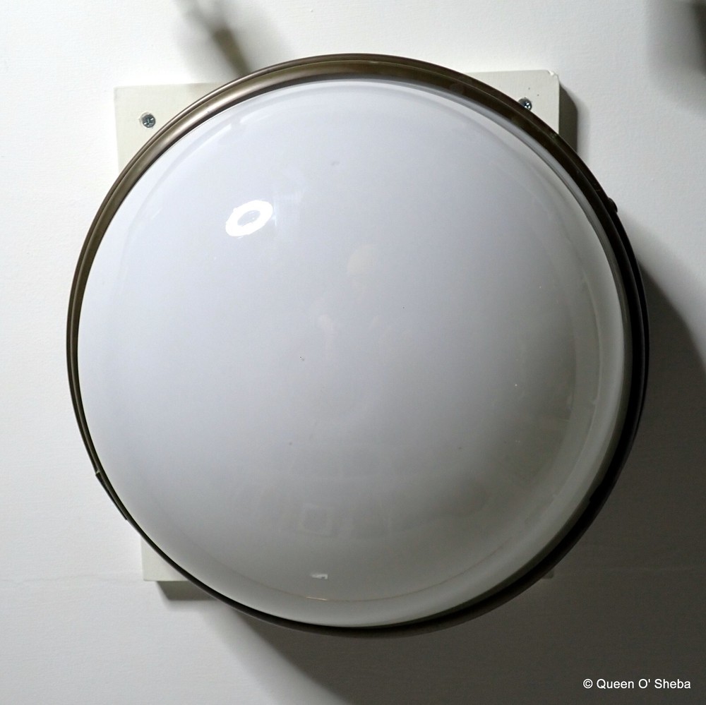 Opaline Bronze Light Ceiling Art Deco Large Round Full Moon