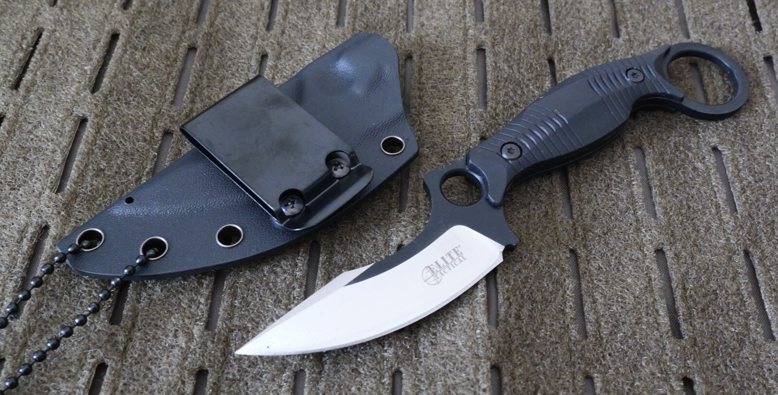 Horizontal Carry Fixed Blade Knife 7.5" Overall Neck Knife Tactical 8CR13 Steel